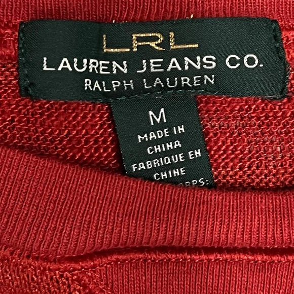 Ralph Lauren red textured top 3/4 sleeve top, Size Medium - Picture 5 of 7